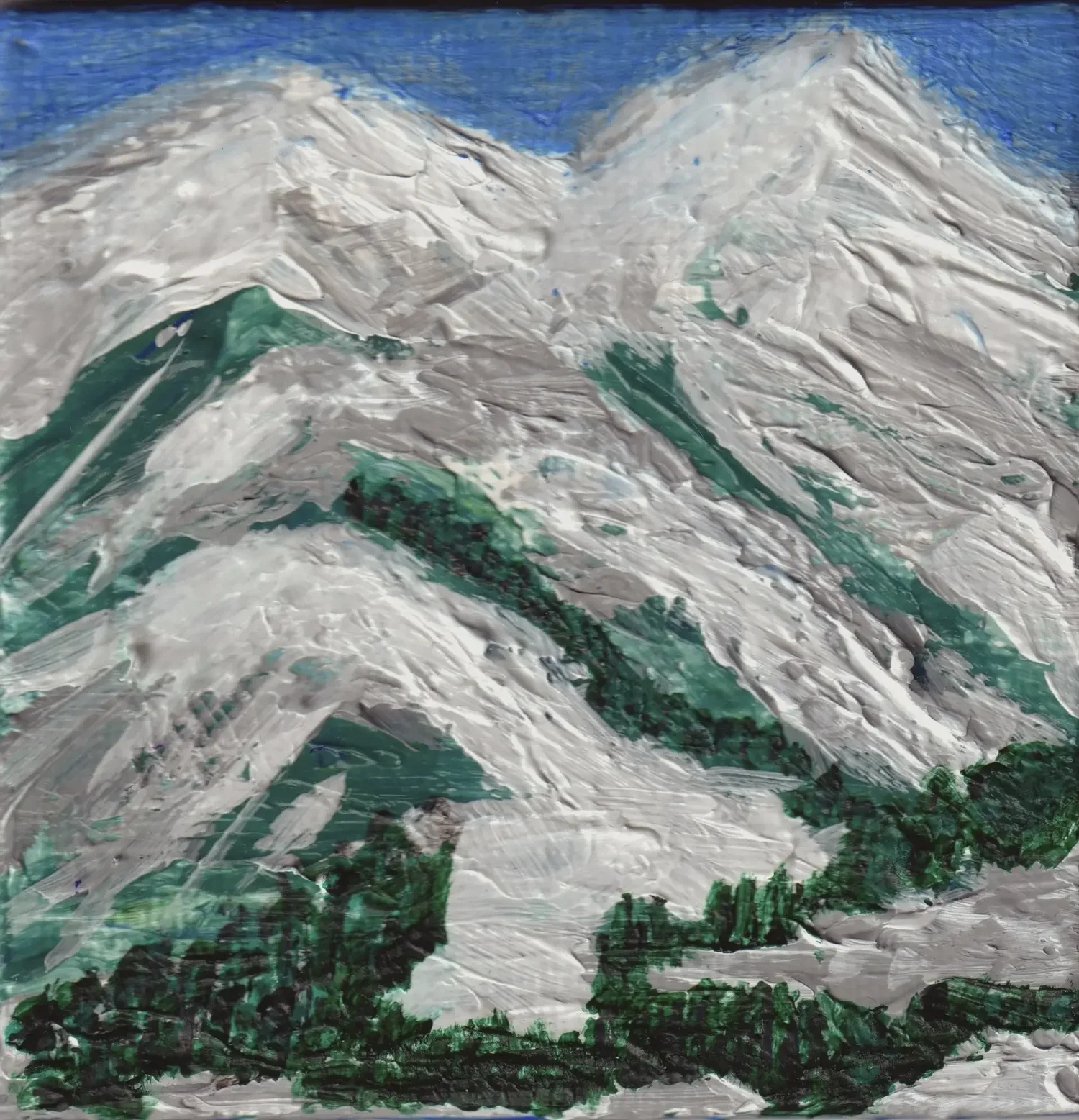 Big Sky lil Guy | Original 3x3 Montana Mountain Painting | Heather